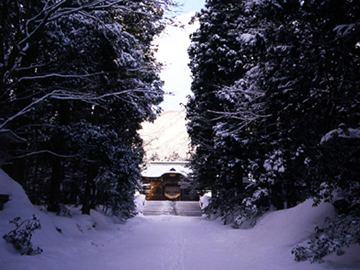 *雪に覆われた神社参道を歩くのも気持ちいいですよ。