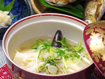 *爽やかさが一層感じられる鮎そうめん。手取川の鮎は爽やかな西瓜の香りが。