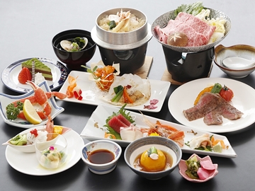 *【春のプレミアム／2023】山形牛にズワイ蟹、旬の山海の恵みも！贅沢食材を存分に楽しむ満腹満足プラン