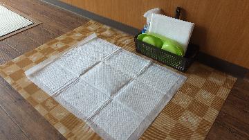 ペットシート・トイレシート・簡易食器／水受け・消臭スプレー・コロコロをご用意。