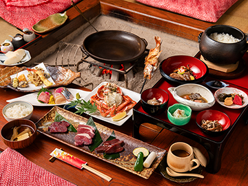 *豪華ごちそうプランご夕食内容（一例）のどぐろの刺身・焼きどっちも堪能できるコースです。
