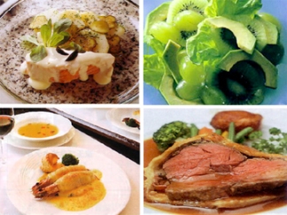 *【夕食（一例）】料理４品／見た目にも美しいお料理の数々です。