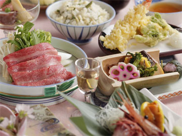 本場但馬牛の『しゃぶしゃぶ(50g)』が付いた会席料理