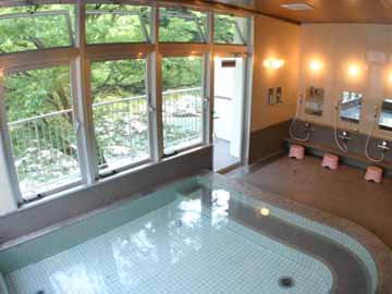 【岩戸温泉】さらっとした湯が心地よい岩戸温泉。窓からは四季折々の自然の景色が広がります。