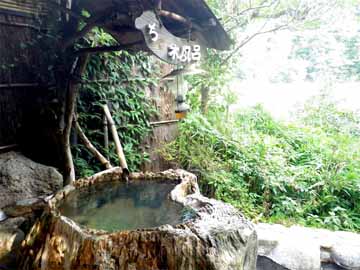 【露天風呂-ちん木風呂】樹齢150年の大木をくりぬいた名物のお風呂♪