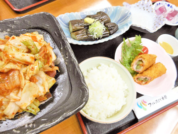 【レディースプラン夕食一例】ボリュームとバランスが嬉しい定食&限定特典!お勧めのお土産プチデザート付