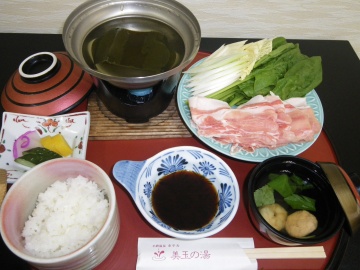 *ご夕食　豚しゃぶ定食一例/量控えめの旨みたっぷりの出汁にくぐらせて味わう「豚しゃぶ定食」