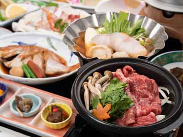 *【夕食一例／和牛陶板】やっぱりお肉も食べたい！和牛肉を陶板焼きでお召し上がりください。