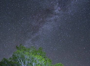 *【鳥海山荘の夜景】見上げた夜空に輝く星々