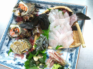 串本の鮮魚をふんだんに使ったお刺身盛り(画像は3~4人前になります)