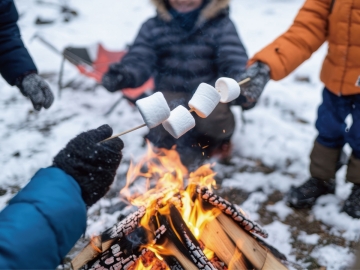*施設サービス／施設前で焼きマシュマロ（無料サービス）！とろとろのマシュマロがたまりません！